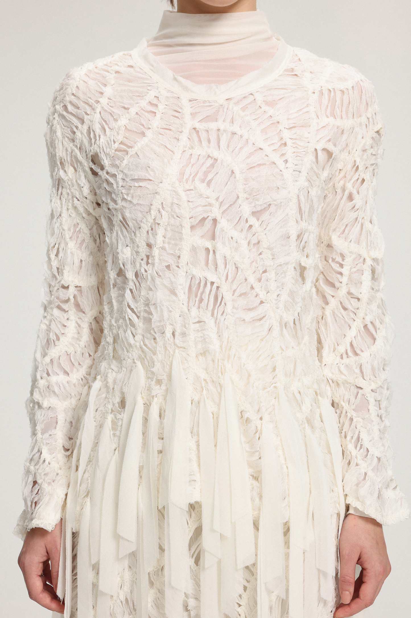 Fringed Midi Skirt With Ribbon Accents