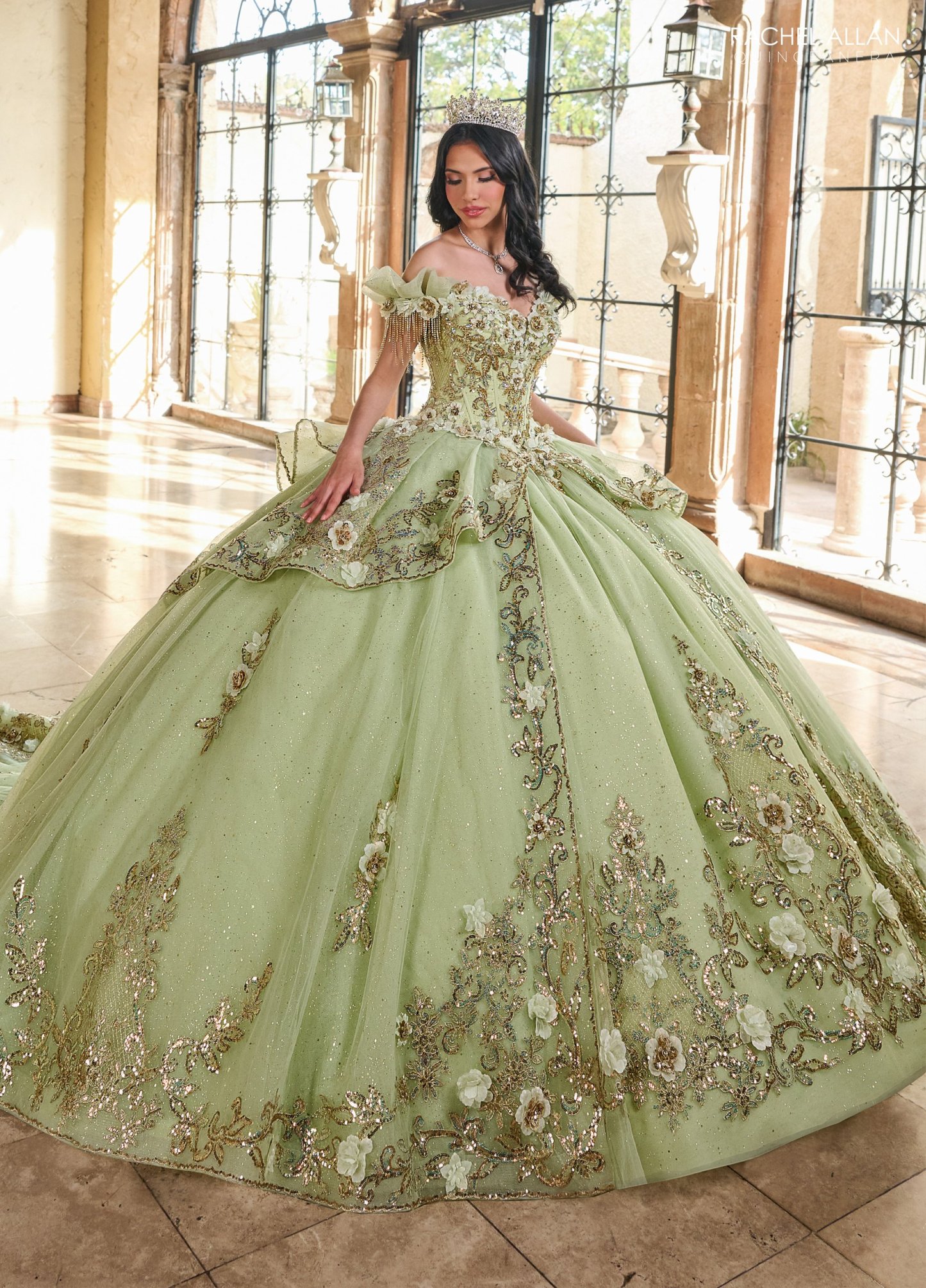 Stunning Tulle Sweetheart Off-The-Shoulder Quinceanera Ball Gown #RQ3137