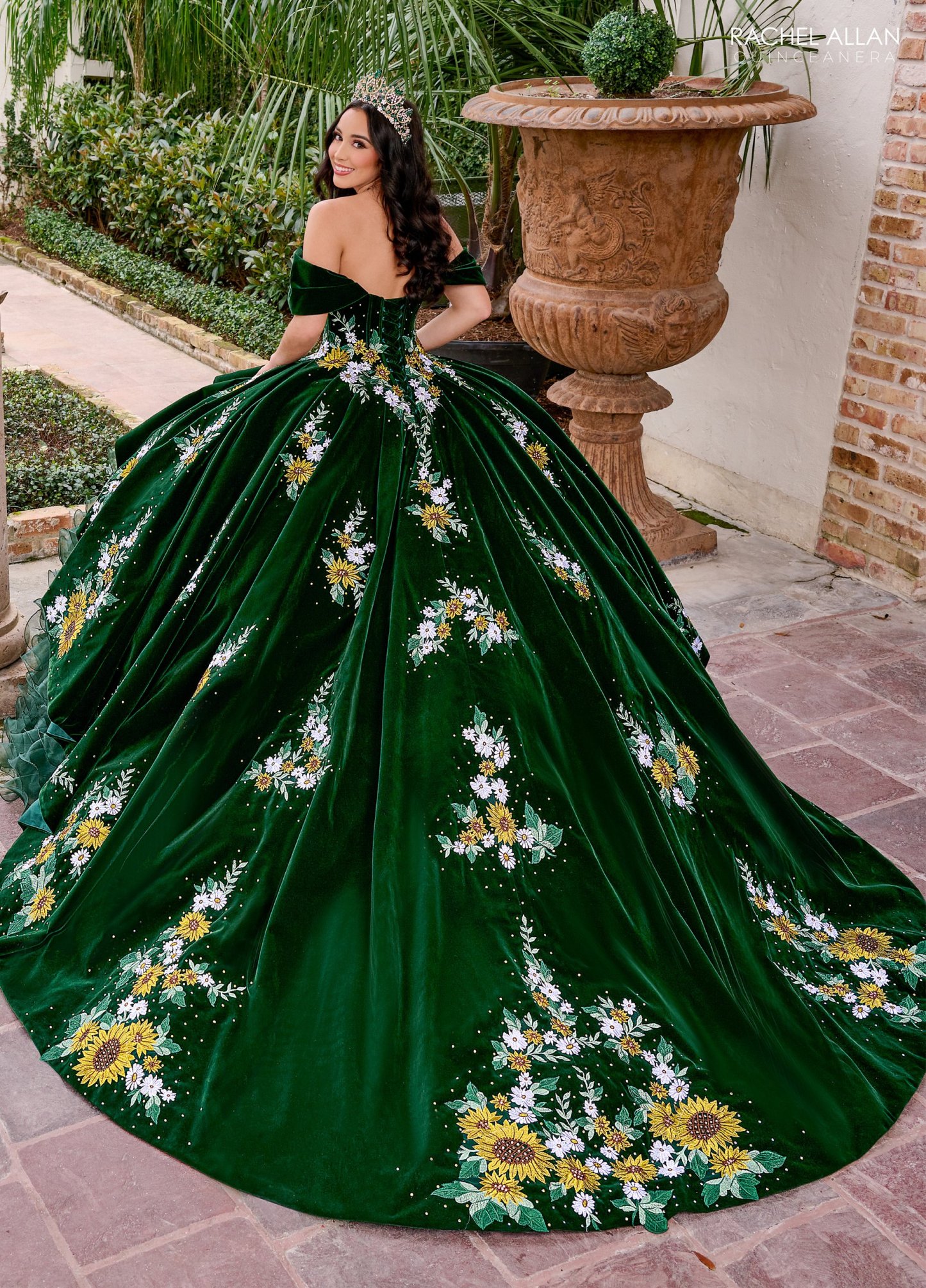 Off-The-Shoulder Ruffles Beading Applique Quinceanera Ball Gown #RQ5005