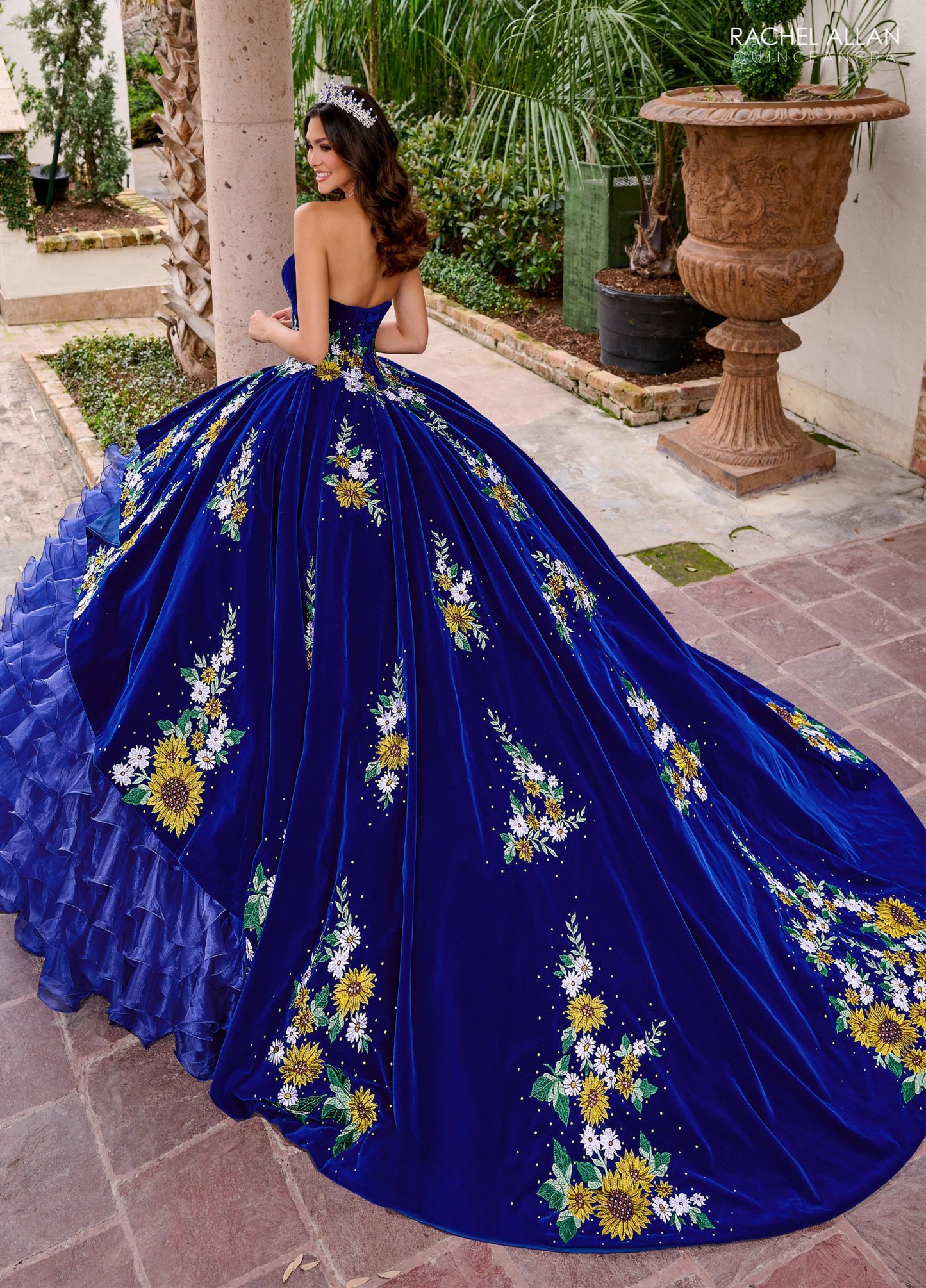 Off-The-Shoulder Ruffles Beading Applique Quinceanera Ball Gown #RQ5005