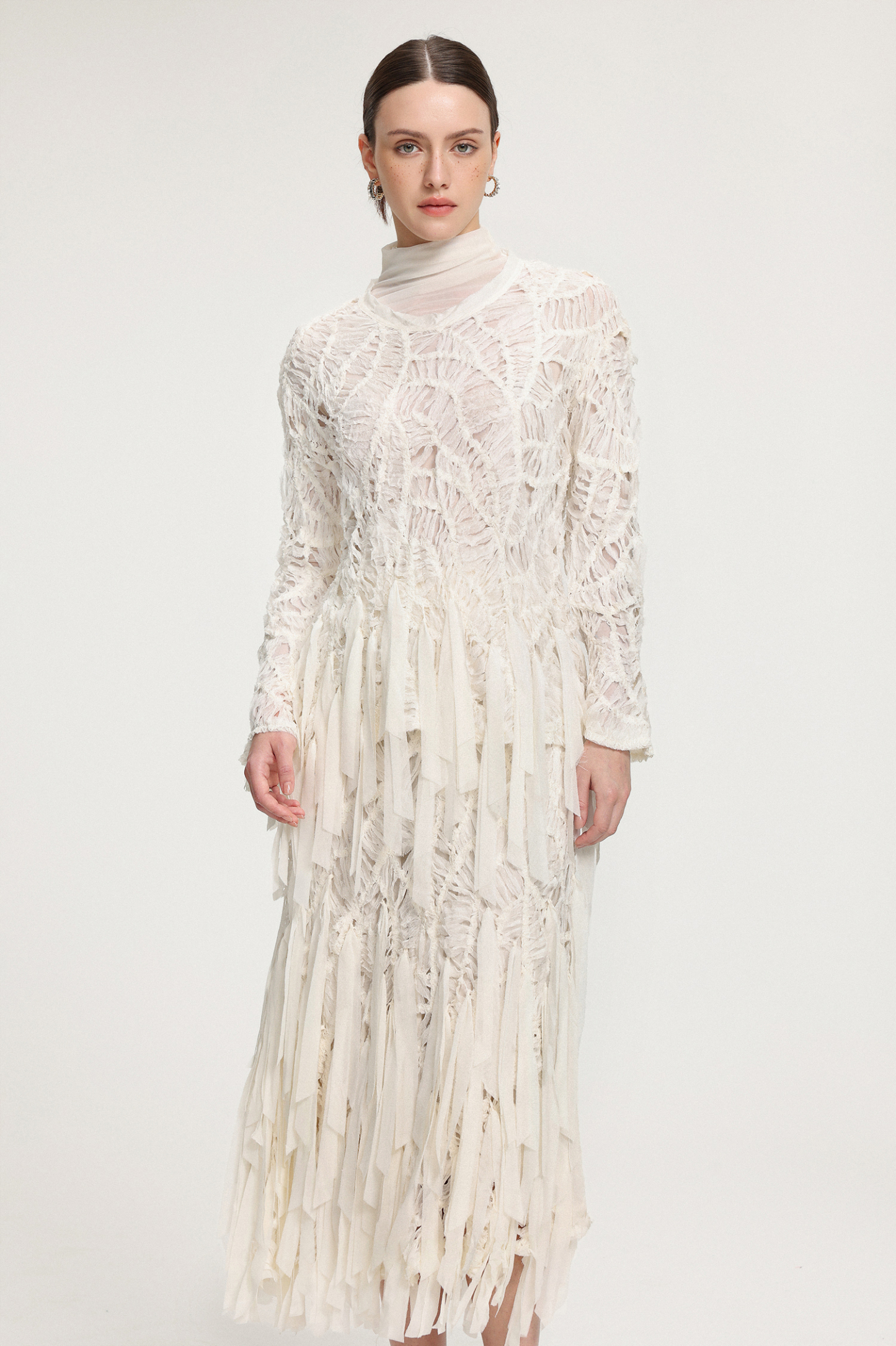 Fringed Midi Skirt With Ribbon Accents
