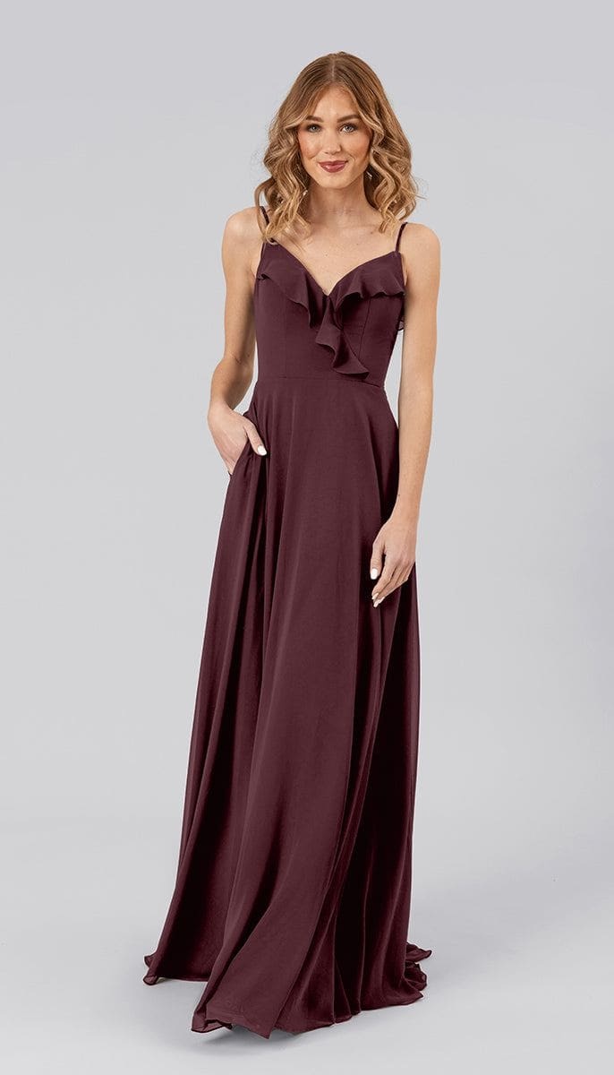 Flattering Spaghetti Straps Stretch Line Pockets Bridesmaid Dress