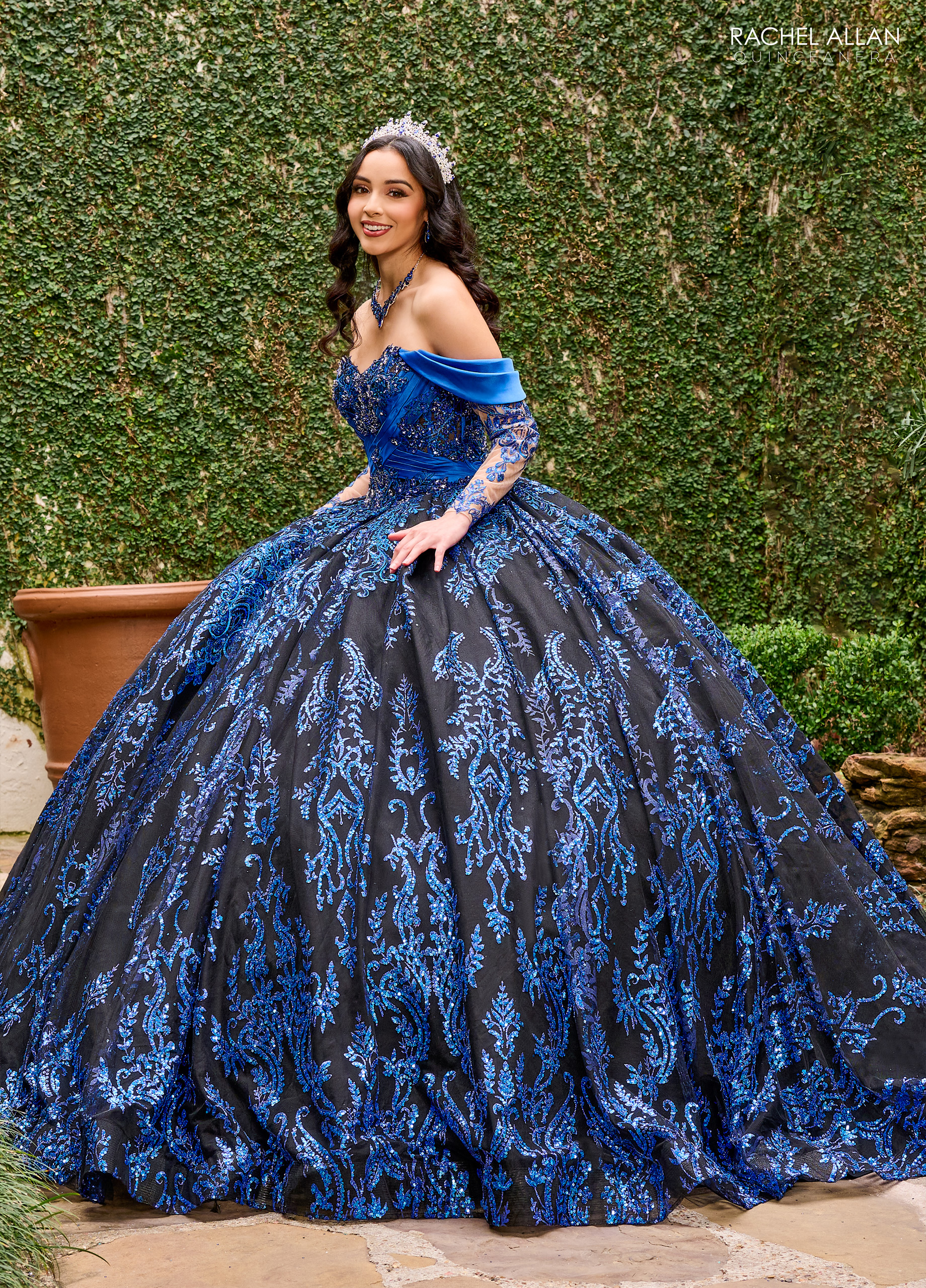 Glitter Tulle Satin Heart-Shaped Applique Quinceanera Ball Gown #RQ2194