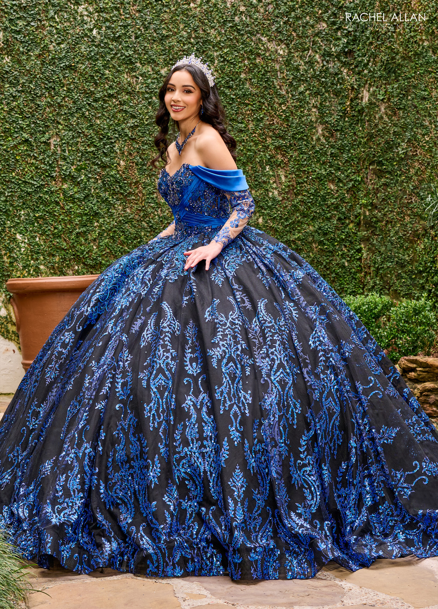 Glitter Tulle Satin Heart-Shaped Applique Quinceanera Ball Gown #RQ2194