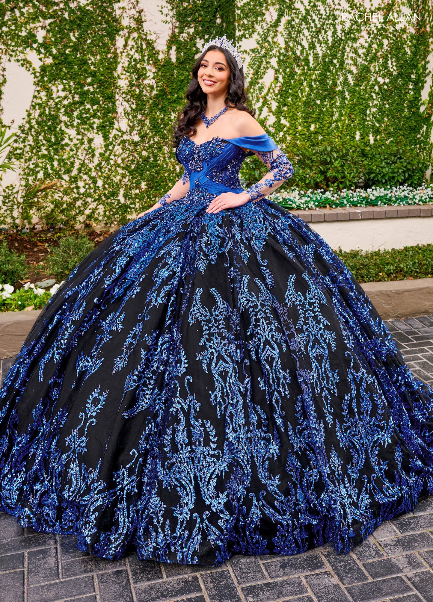 Glitter Tulle Satin Heart-Shaped Applique Quinceanera Ball Gown