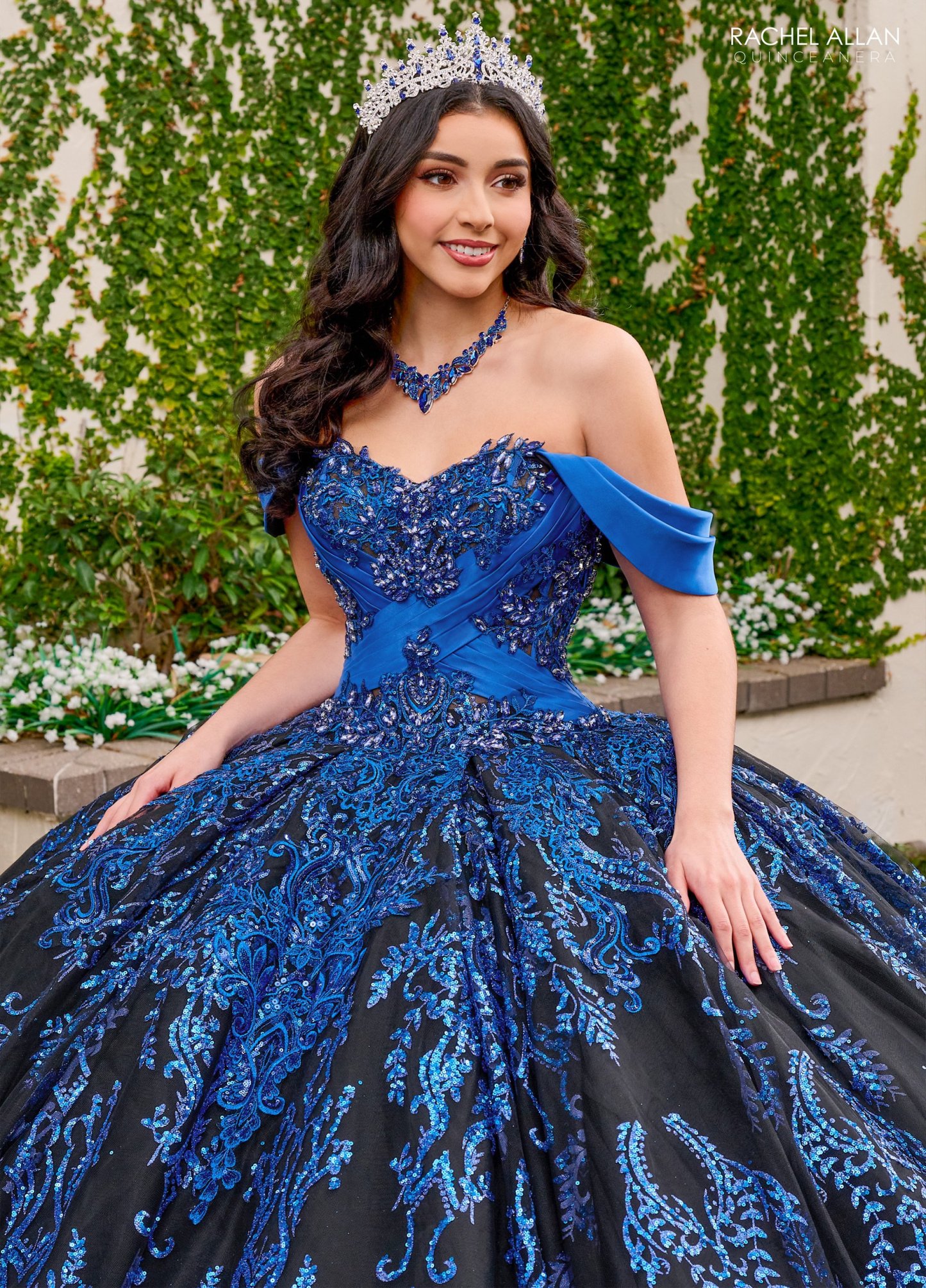 Glitter Tulle Satin Heart-Shaped Applique Quinceanera Ball Gown #RQ2194