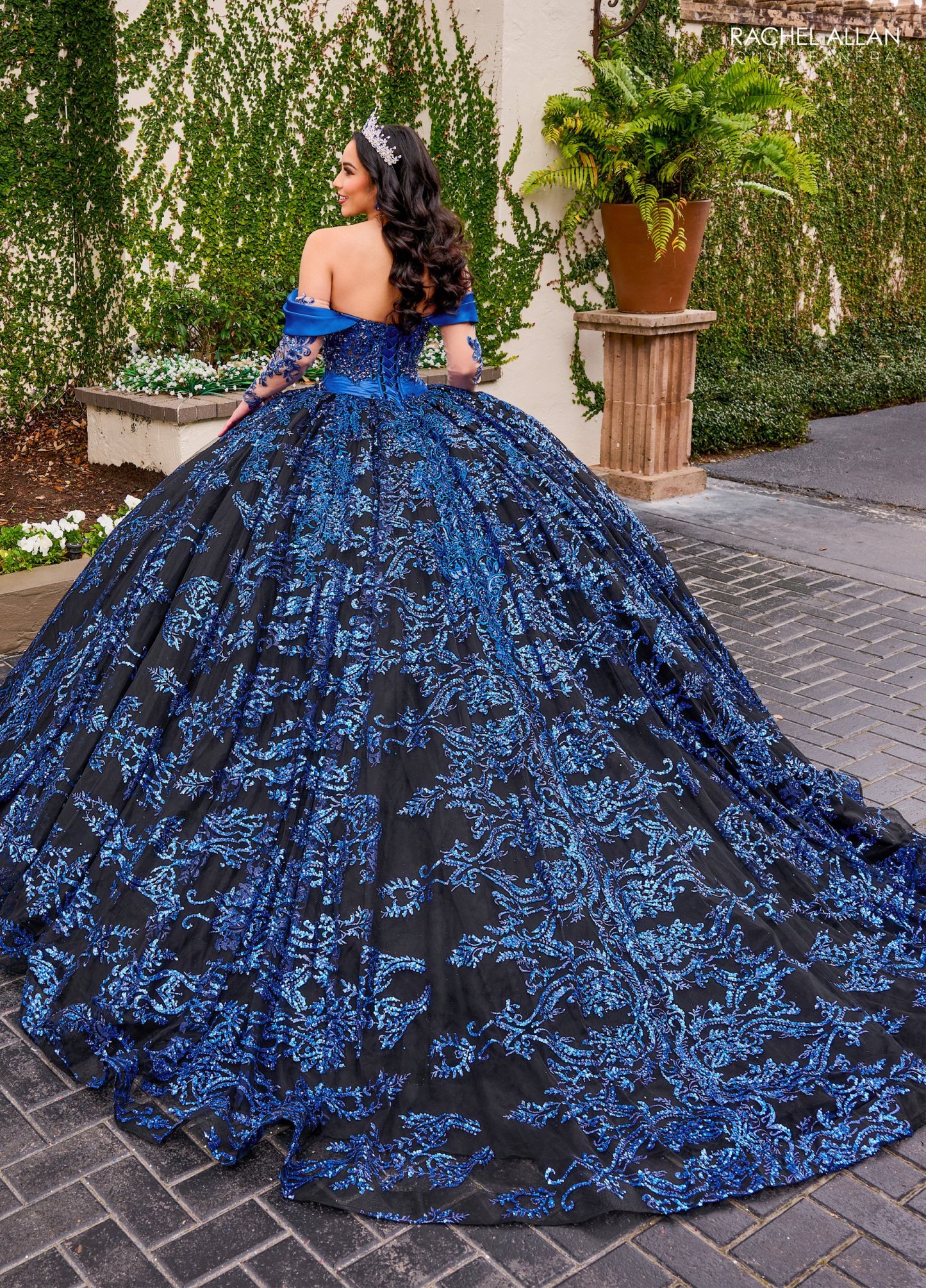 Glitter Tulle Satin Heart-Shaped Applique Quinceanera Ball Gown #RQ2194