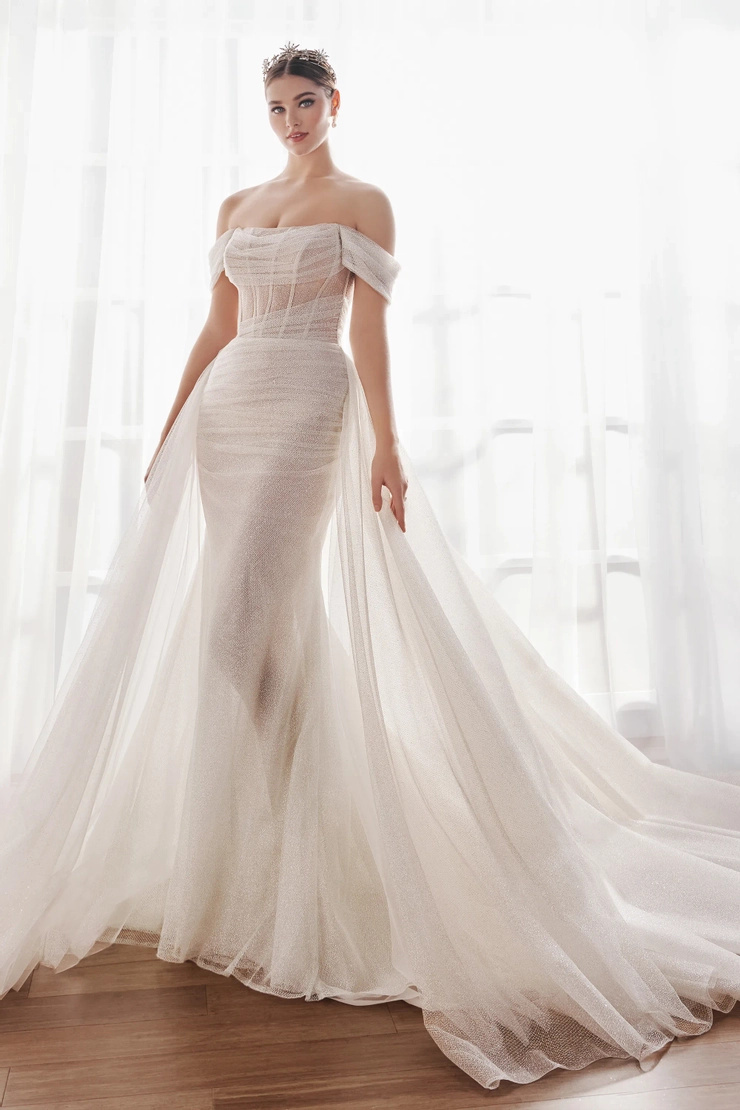 MARTIN THORNBURG MT5101 Mermaid Sculpted Off-the-Shoulder Tulle Wedding Dress