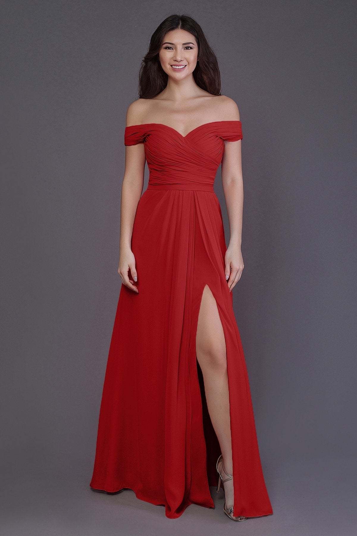 Sheath-Column Floor Length Chiffon Bridesmaid Dress PR3536