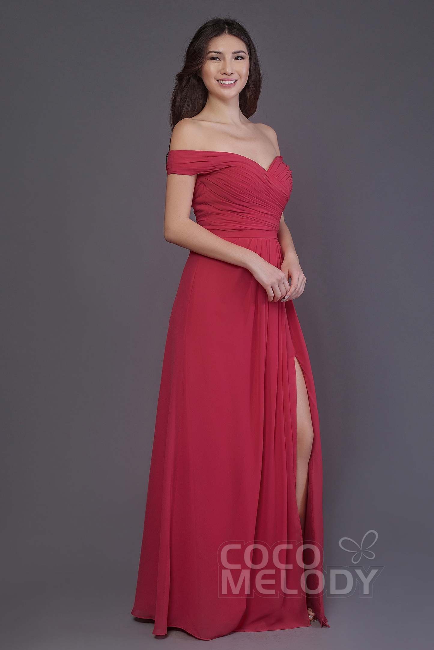Sheath-Column Floor Length Chiffon Bridesmaid Dress PR3536