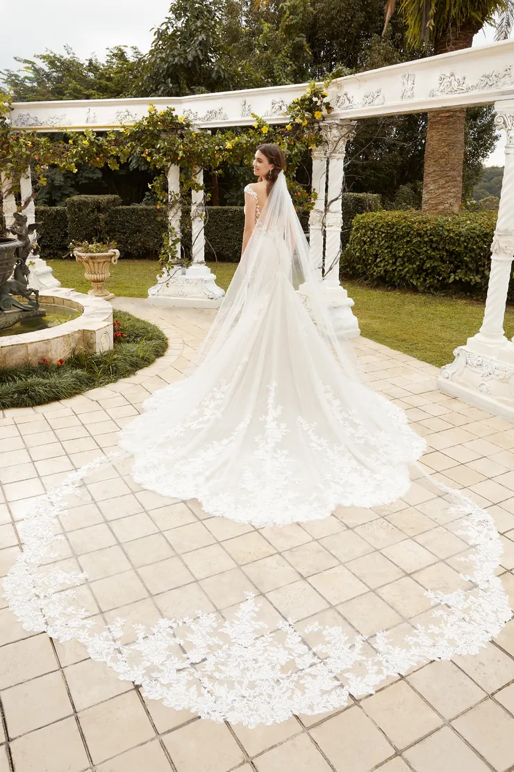 Low Back Beaded Floral Lace Wedding Gown #ST1221