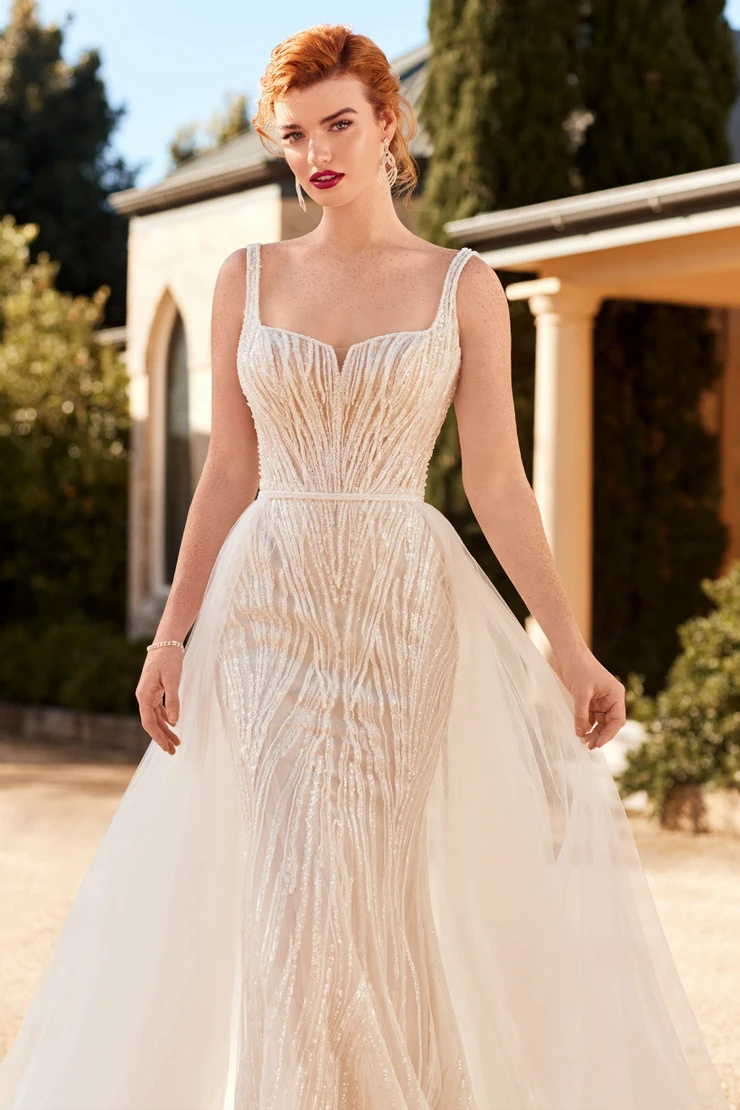 Beaded Bridal Gown With Detachable Train # ST613