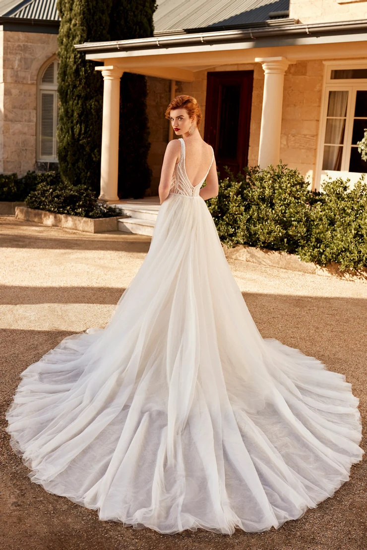 Beaded Bridal Gown With Detachable Train # ST613