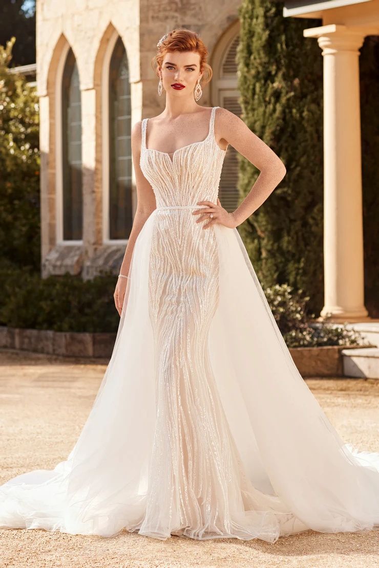 Beaded Bridal Gown With Detachable Train # ST613