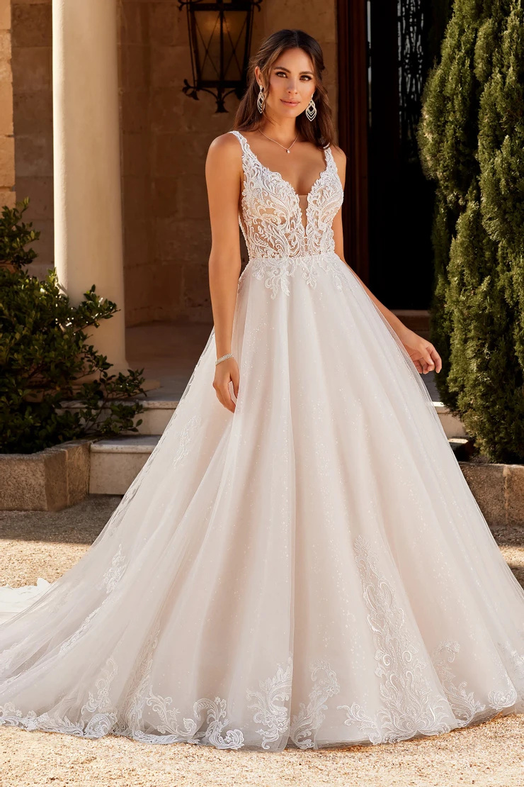Royal Bridal Gown With Plunging Neckline # ST615