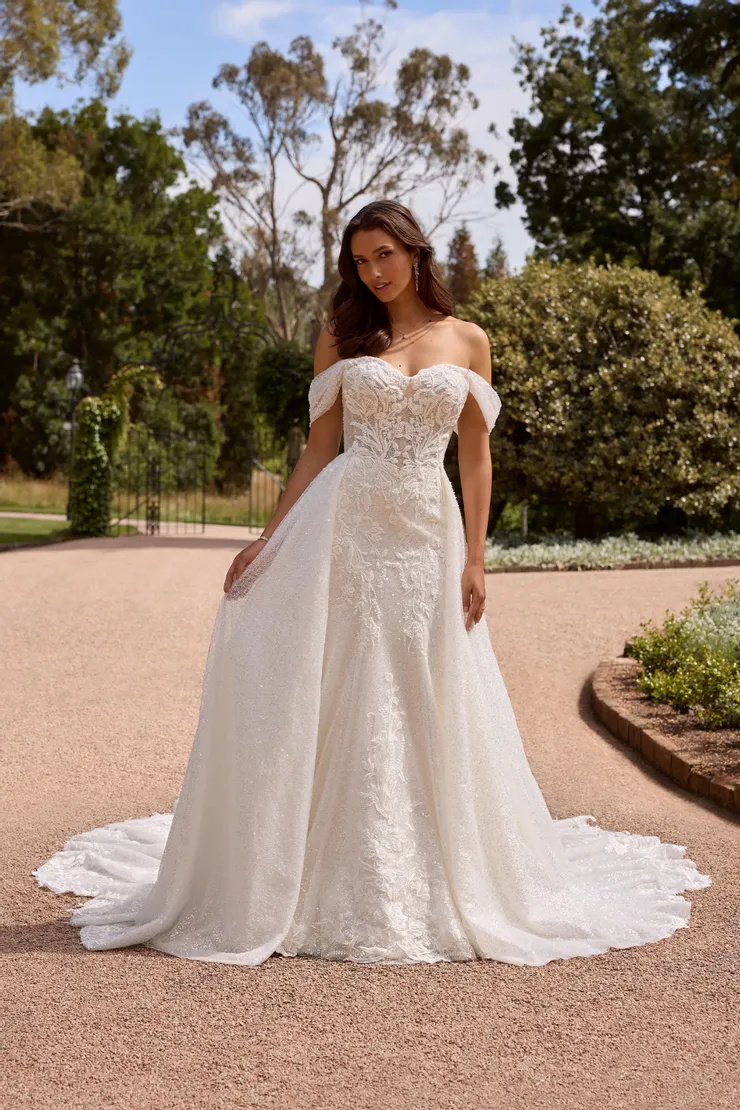 Regal Two-Piece Wedding Dress With Luxurious Sparkle # ST624