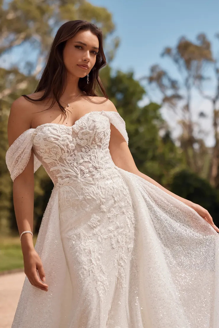 Regal Two-Piece Wedding Dress With Luxurious Sparkle # ST624