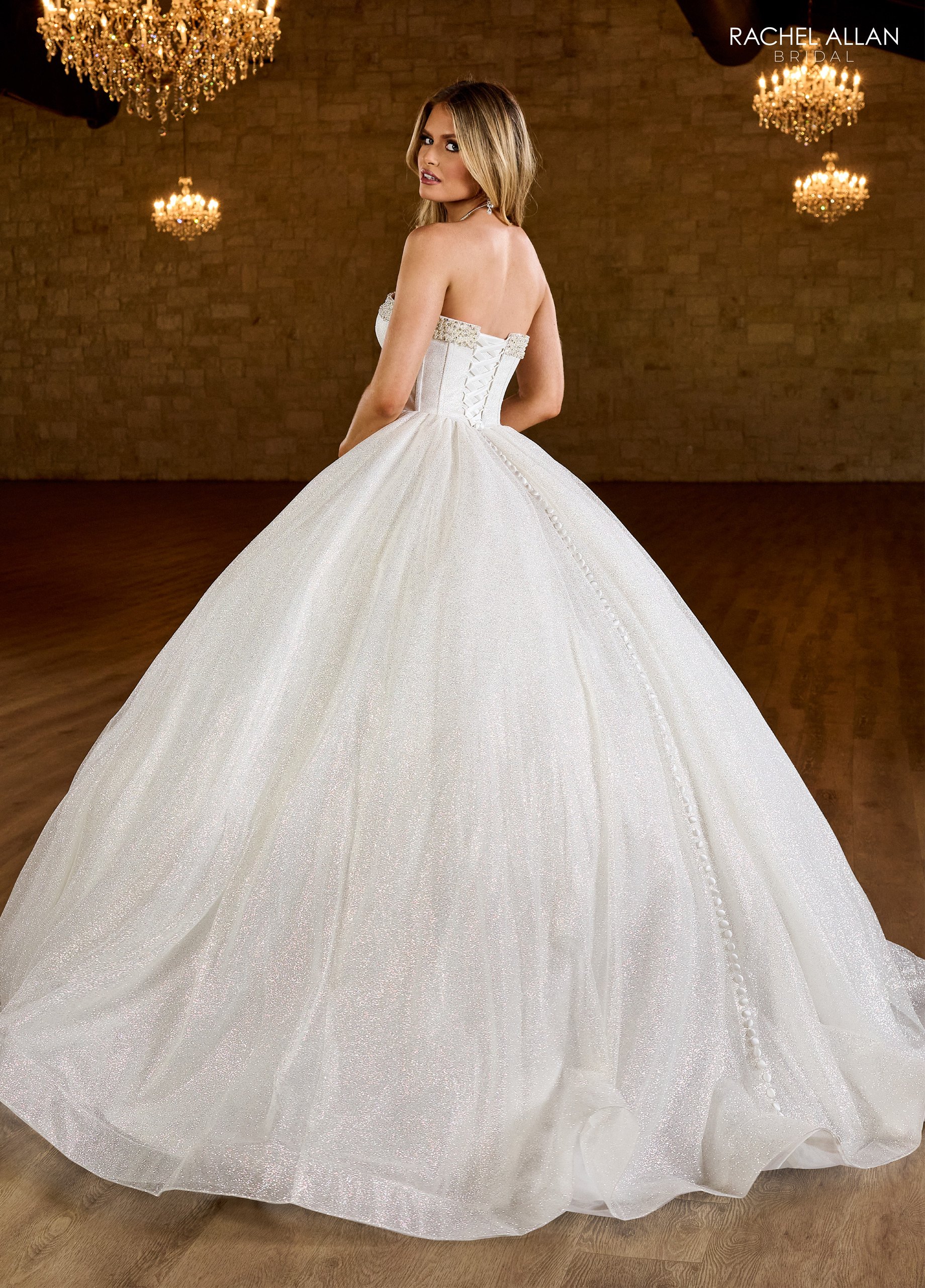 Ball Gown Strapless Sweetheart Glitter Tulle Beading Sequins Wedding Dress RB6149
