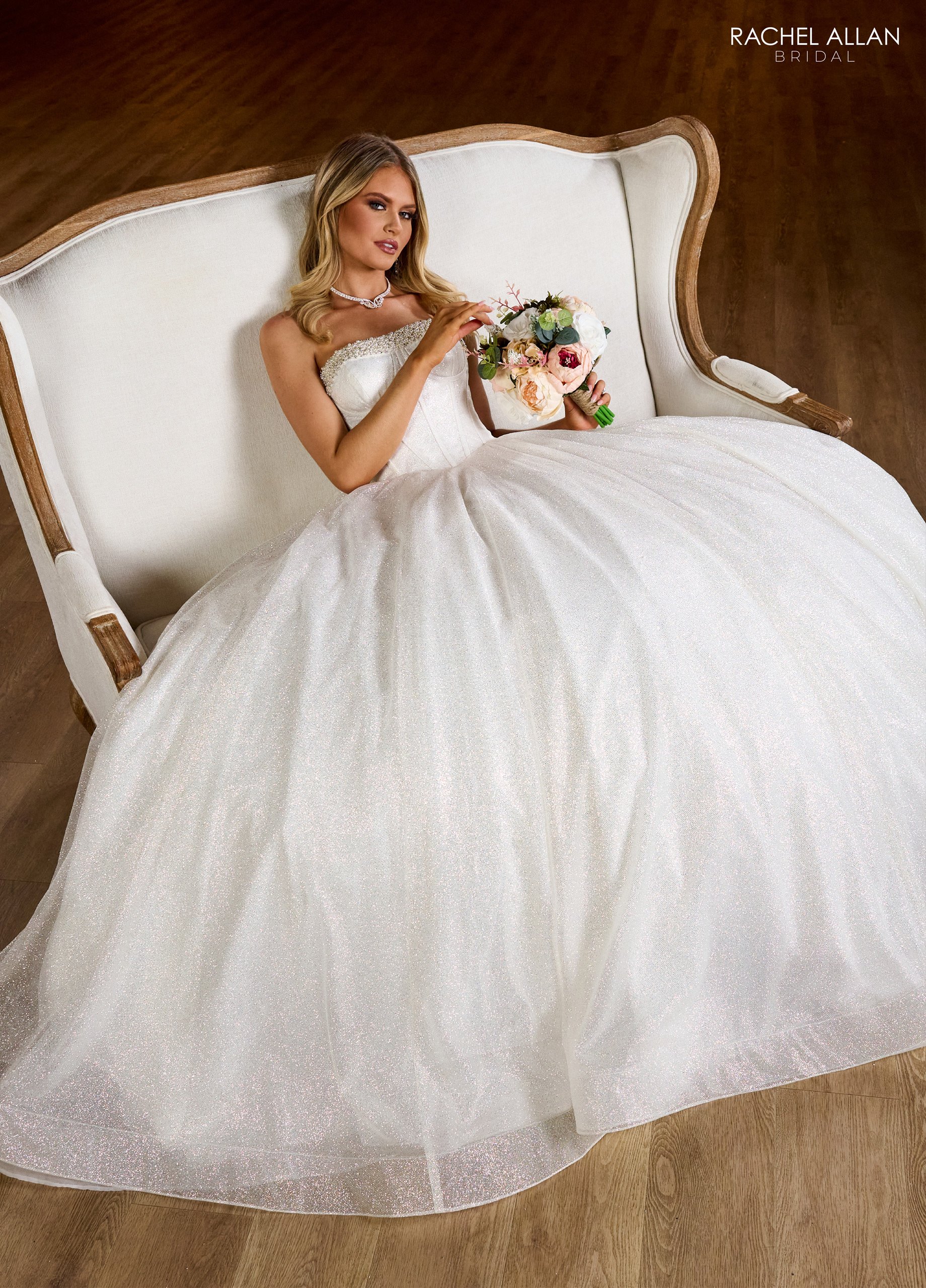 Ball Gown Strapless Sweetheart Glitter Tulle Beading Sequins Wedding Dress RB6149