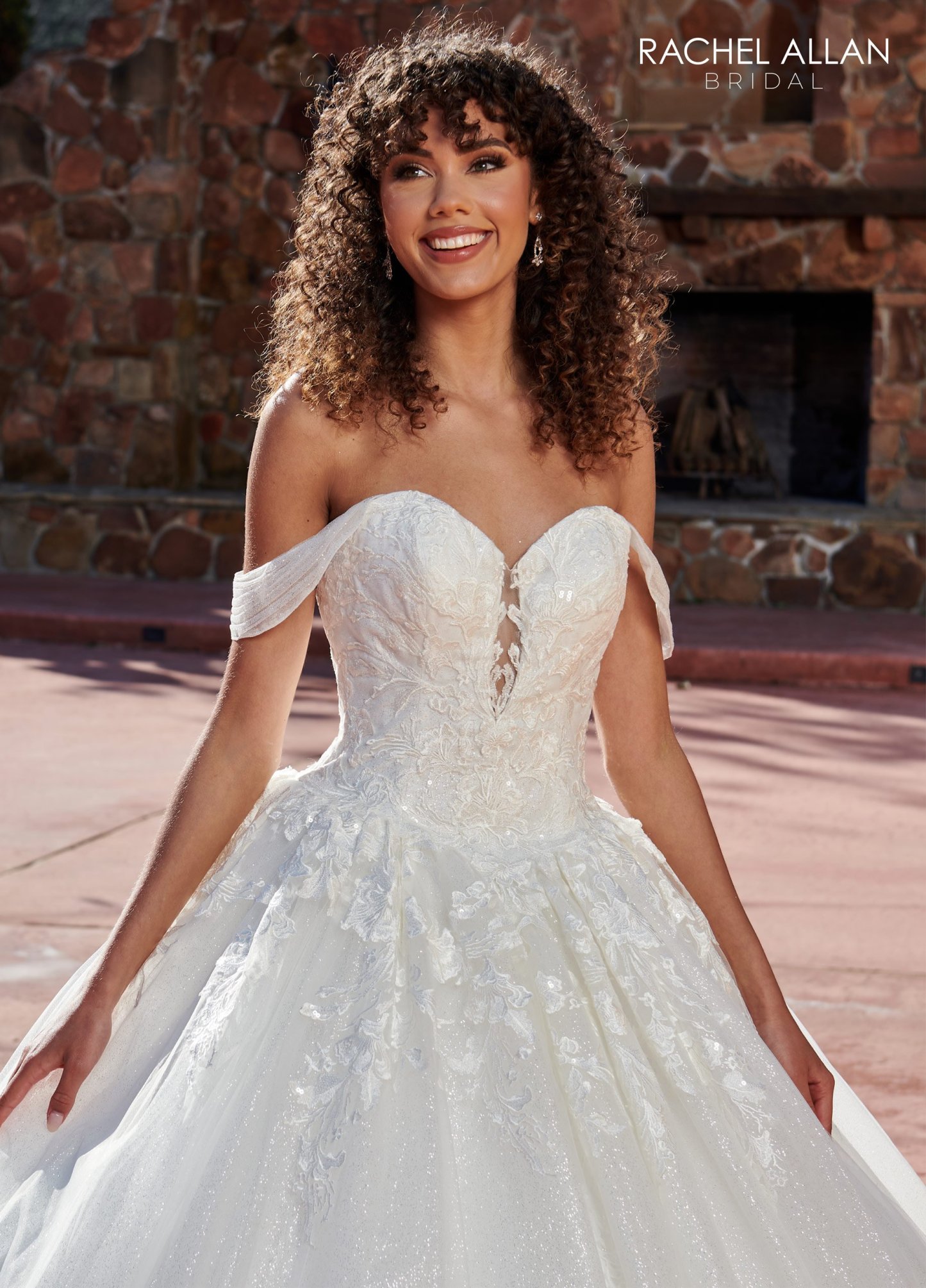 Ball Gown Off-The-Shoulder Straps Strapless Sweetheart Glitter Tulle Wedding Dress RB6123