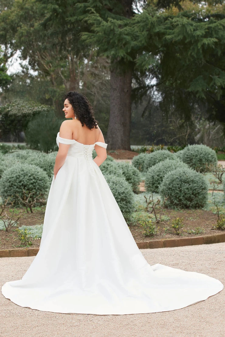 Opulent Pearl Mikado Ball Gown With Sexy Skirt Slit #Y3108LB