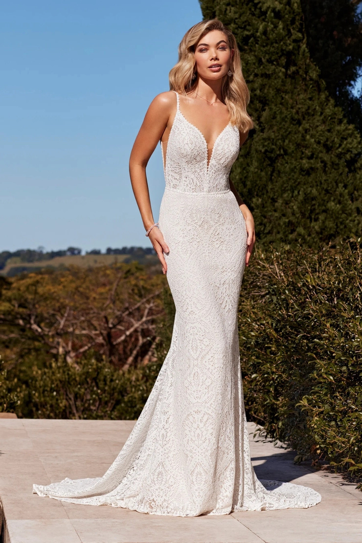 Sheath Wedding Dress With Allover Lace # Y3111
