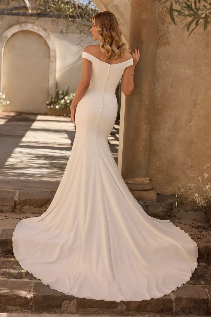 Soft Chiffon Bridal Gown With Draping