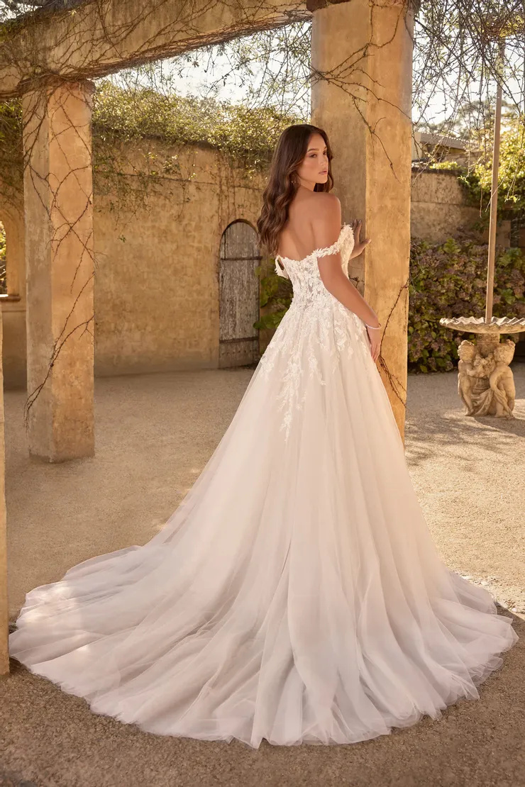 Elegant Off-Shoulder Floral Wedding Dress # Y3153