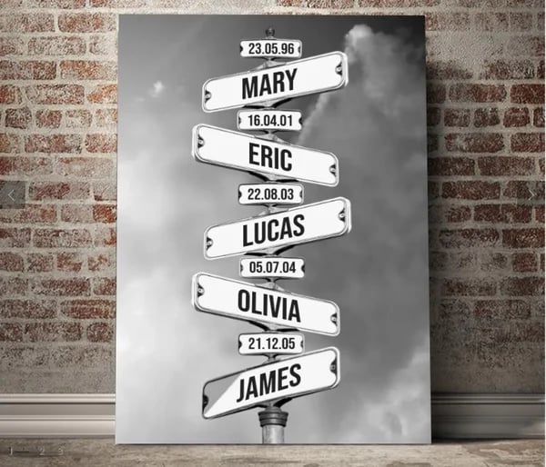 Personalized Canvas Wall Art"Date of birth of children" -Winter