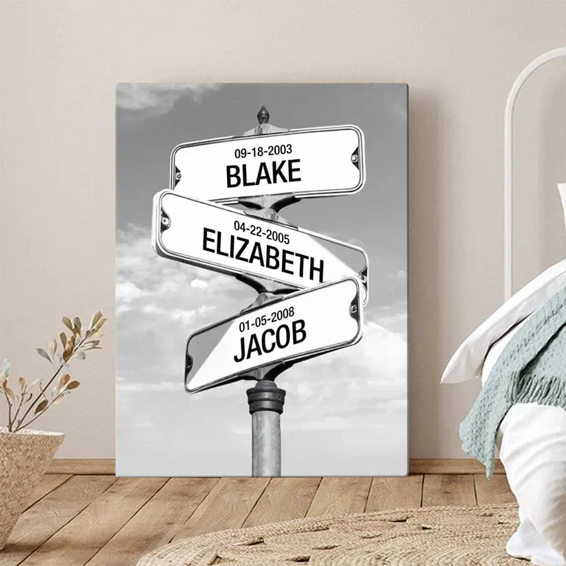 Personalized Canvas Wall Art"Date of birth of children" -Winter