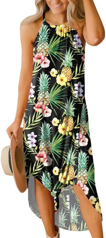 Women's Summer Side Slit Halter Maxi Dress