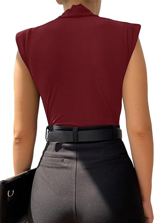 Women's Wraped V Neck Ruched Sleeveless Tank Leotard Bodysuit Top