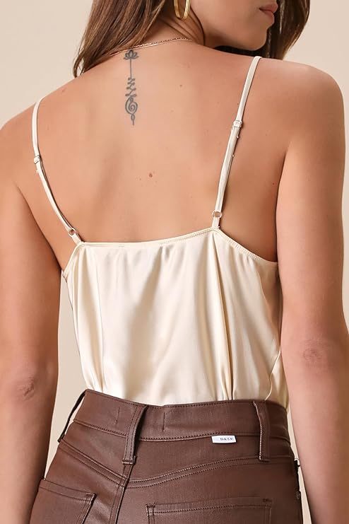 Women's Emmerson Satin Sleeveless Cowl Neck Bodysuit