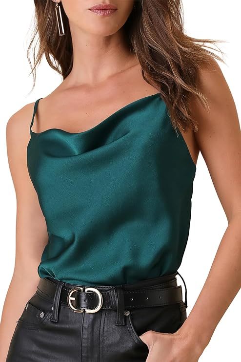 Women's Emmerson Satin Sleeveless Cowl Neck Bodysuit