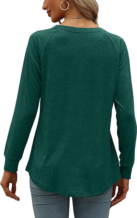 Womens Tops Long Sleeve Crew Neck Shirts Loose Casual Blouse Fall Clothes