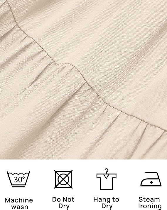 Women's Summer Casual Flutter Short Sleeve Crew Neck Smocked Elastic Waist Tiered Midi Dress