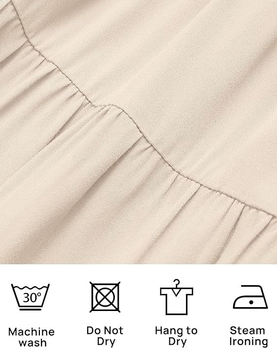 Women's Summer Casual Flutter Short Sleeve Crew Neck Smocked Elastic Waist Tiered Midi Dress