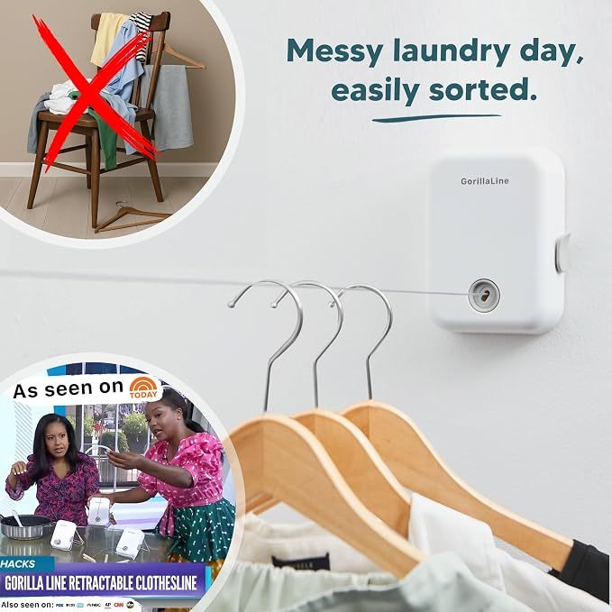 Retractable Clothesline - Indoor Outdoor Wall Mounted Clothes Line