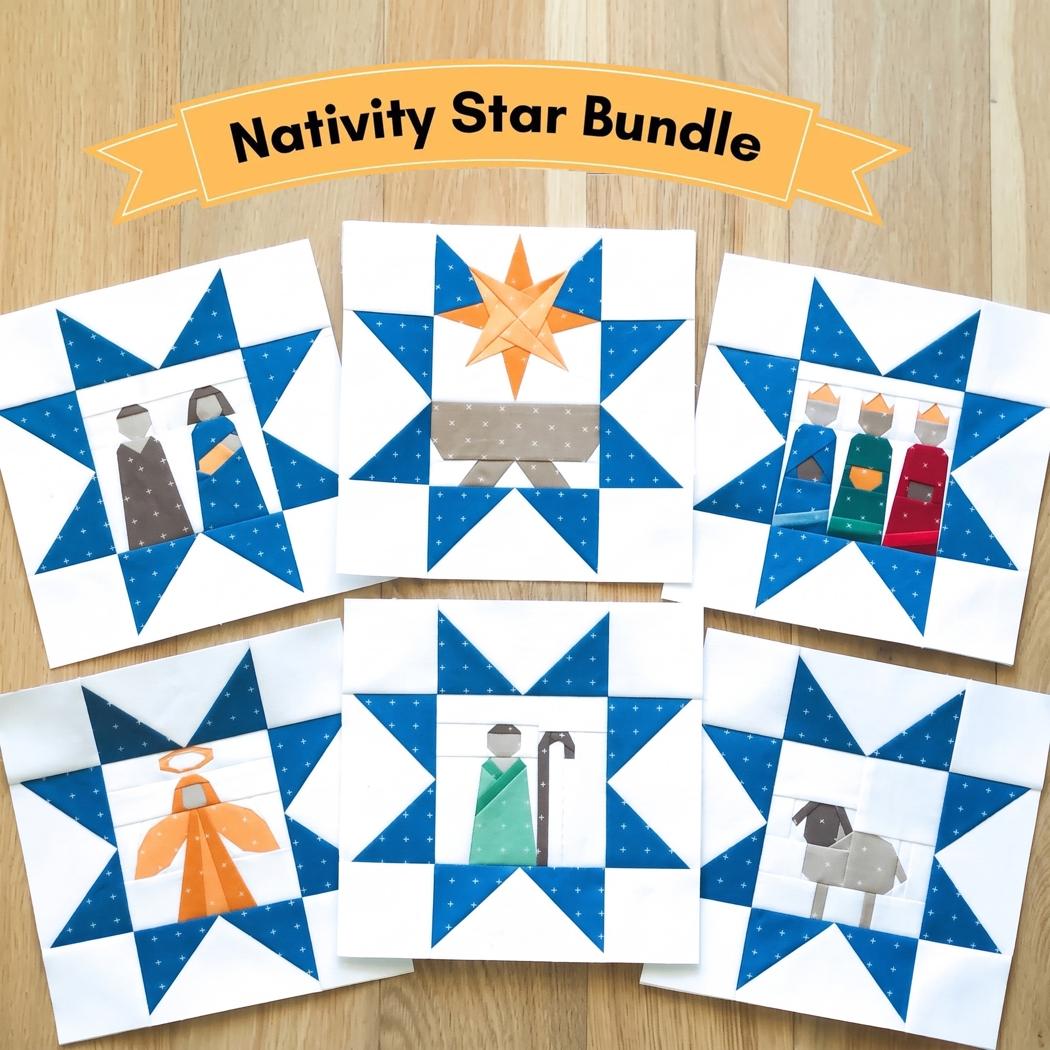 Nativity Star Quilt Block DIY Kit – 6-Block Fabric Bundle (Make Your Own)