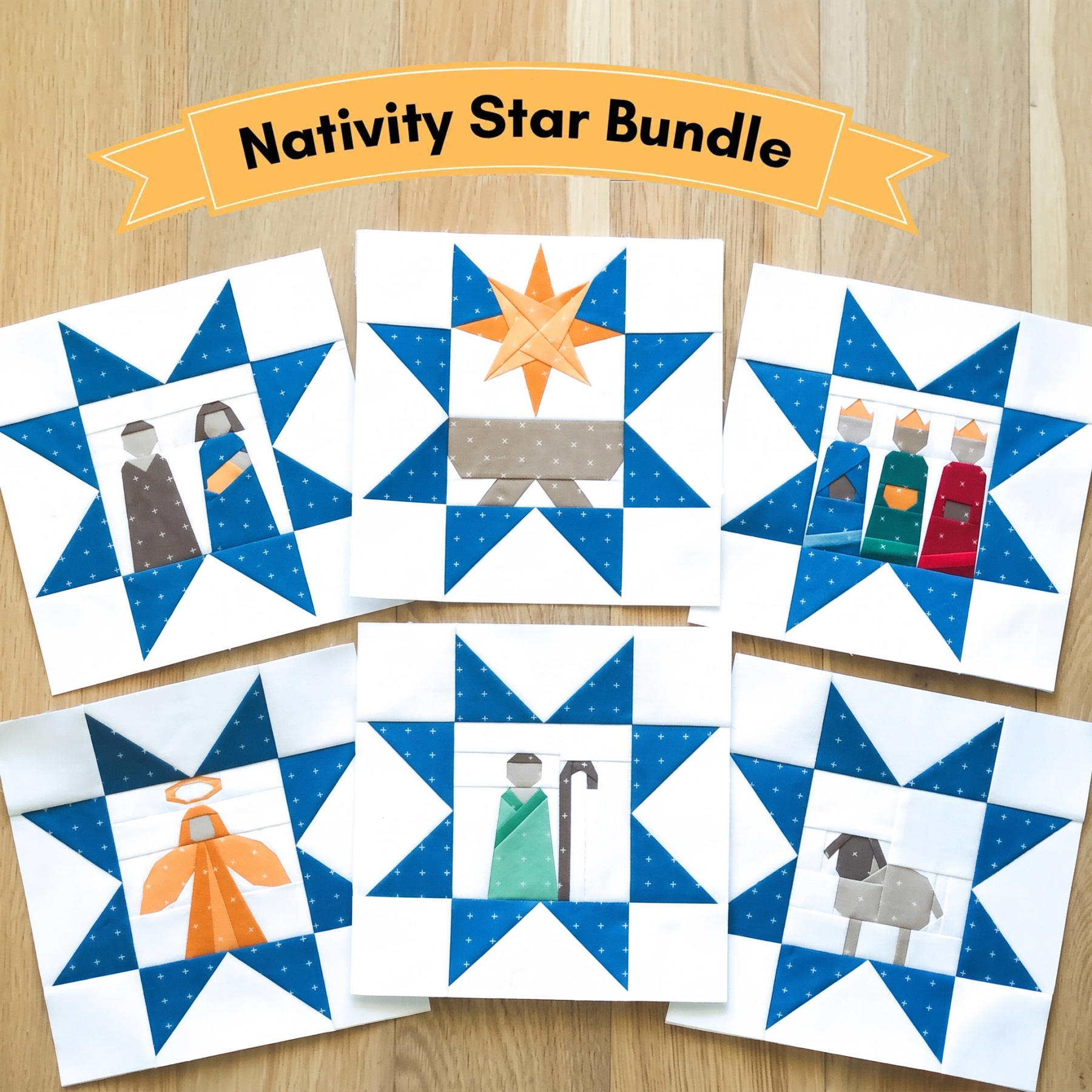 Nativity Star Quilt Block DIY Kit – 6-Block Fabric Bundle (Make Your Own)