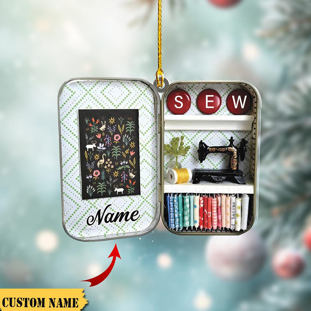 Personalized Sewing Box Ornament