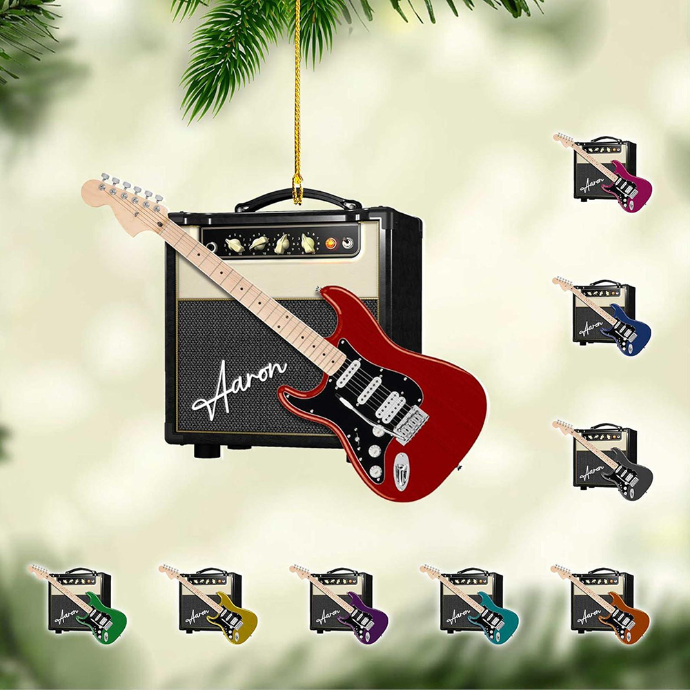 Custom Electric Guitar Christmas Ornament 2024