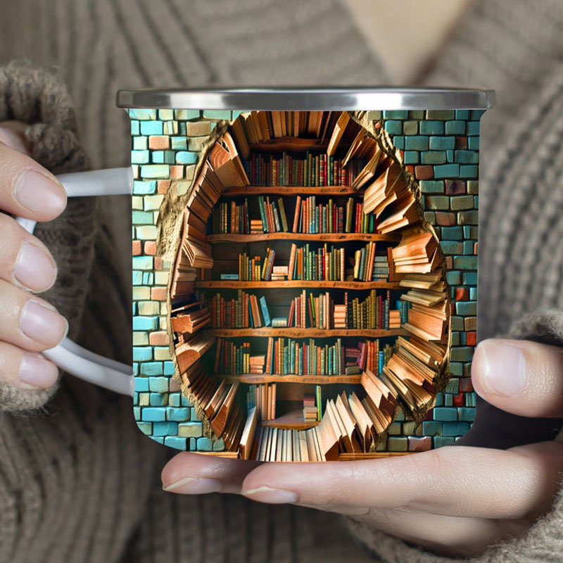 3D bookshelf mug