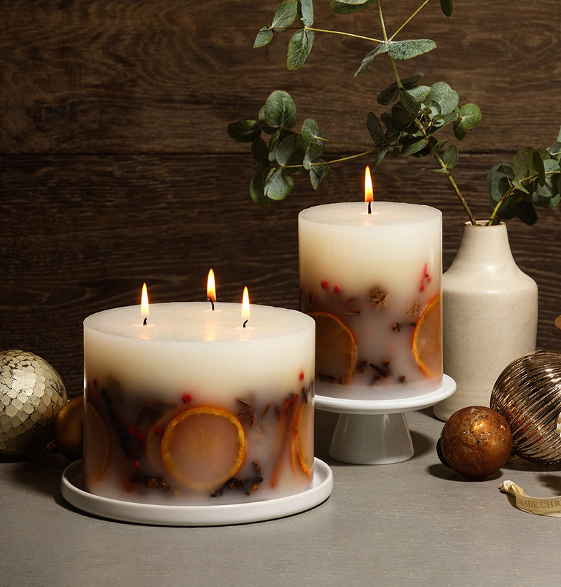 Luxury Handmade Winter Botanical Christmas Candle Orange Cinnamon Clove