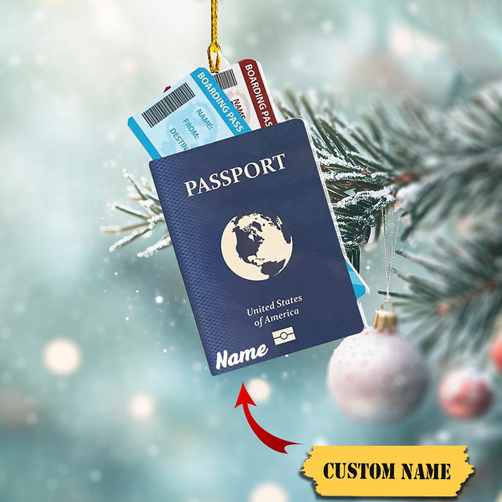 Personalized Passport Travel Ornament 