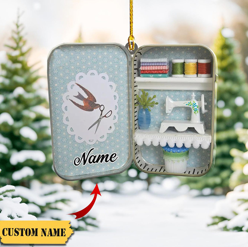 Personalized Sewing Box Ornament