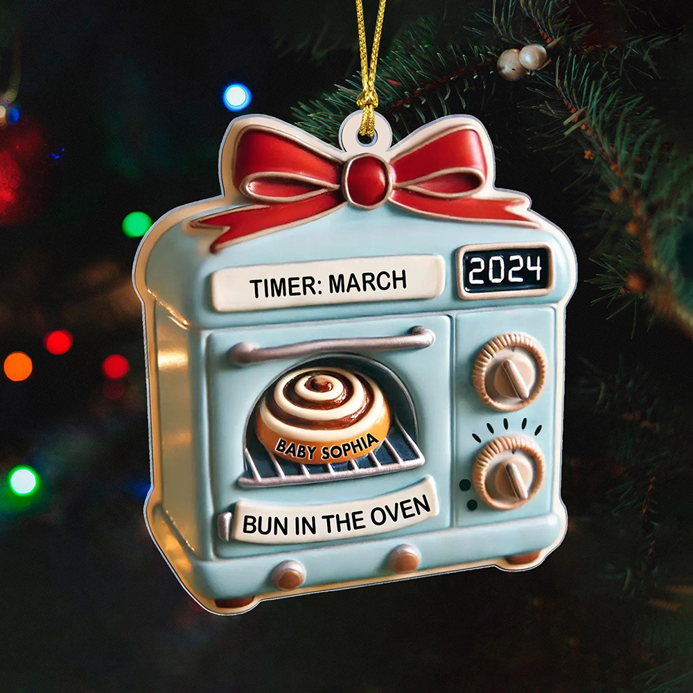 Expecting Baby Bun In Oven Christmas Ornament