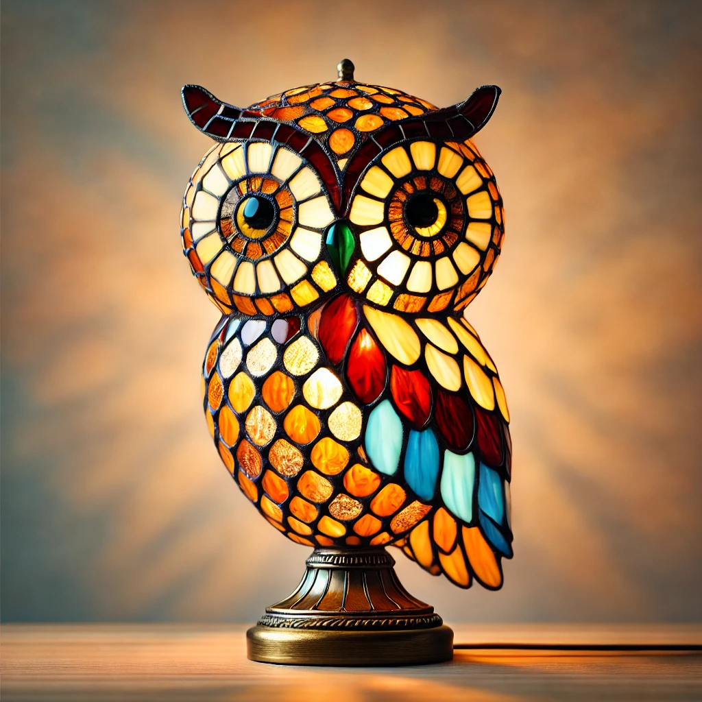 Stained Glass Owl Lamp