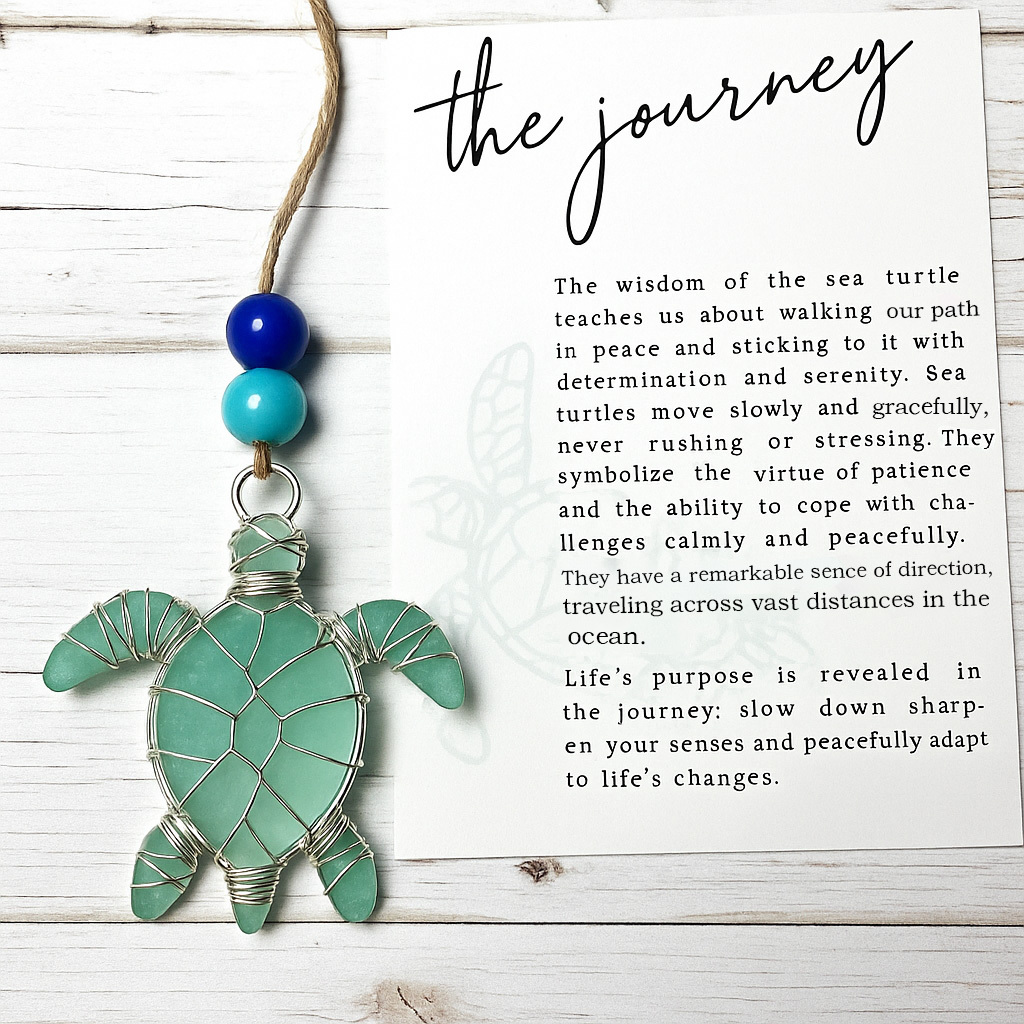 Travel Turtle Sea Glass Ornament