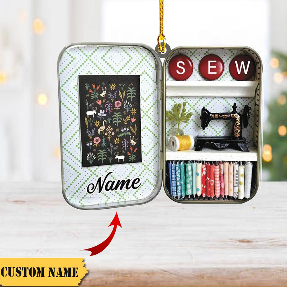 Personalized Sewing Box Ornament